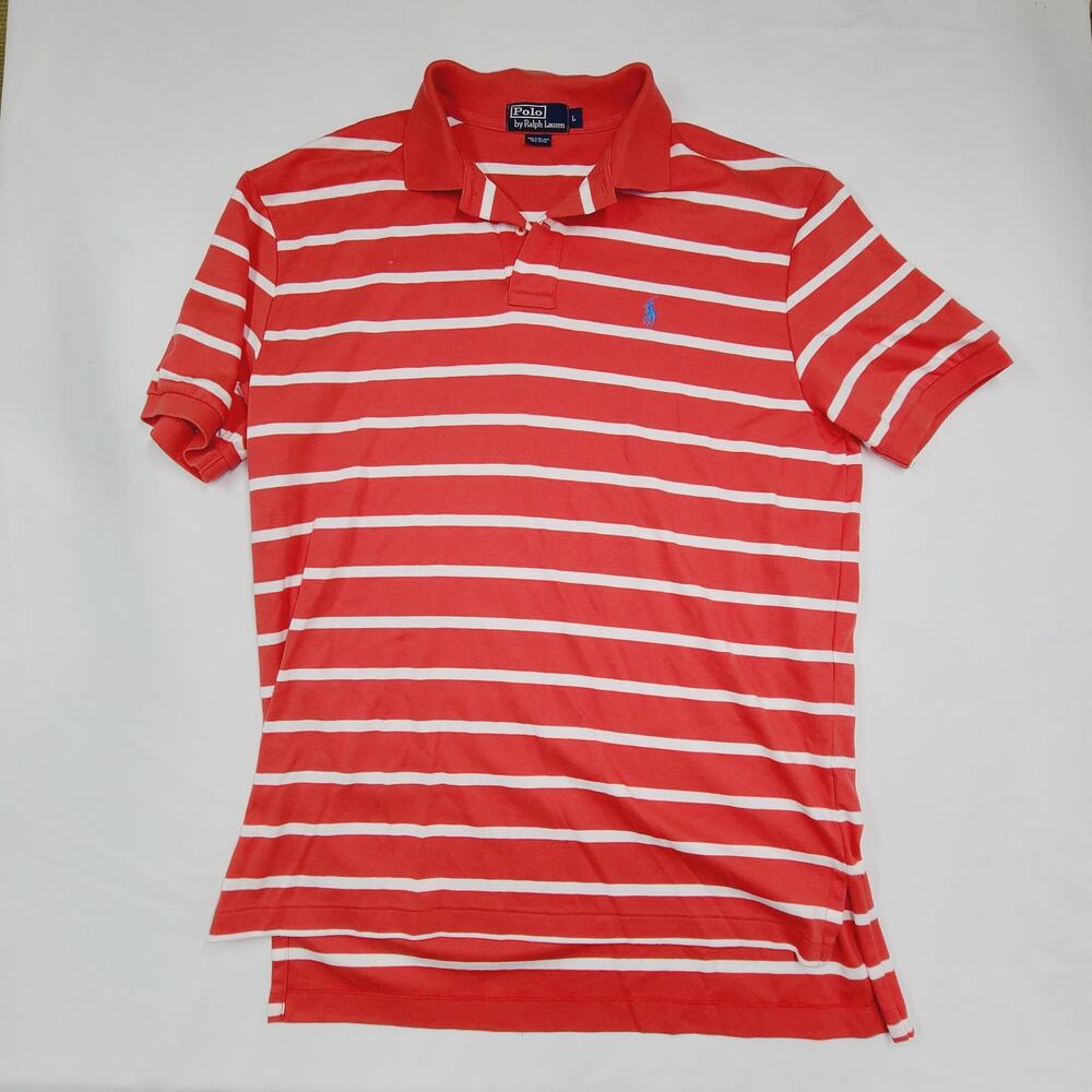 Polo by Ralph Lauren Polo Classic Preppy Sleeve Red White Stripes Cotton Mens L